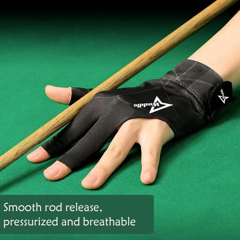 Wnddle Pool Glove Left Hand, Billiard Pool Gloves for Left Hand 3 Finger, Snooker Cue Sport Glove Popular Sizes for Men & Women - Image 2